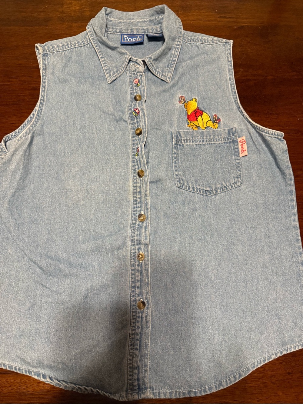 Denim Sleeveless Shirt - Light Blue Winnie the Pooh